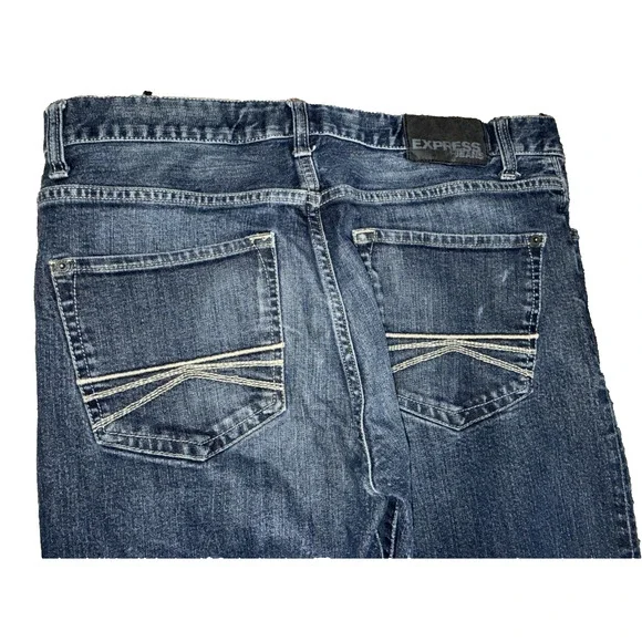 Express Kingston Classic Fit Boot Jeans Men’s 32x32 Blue Stretch Denim - Picture 8 of 9